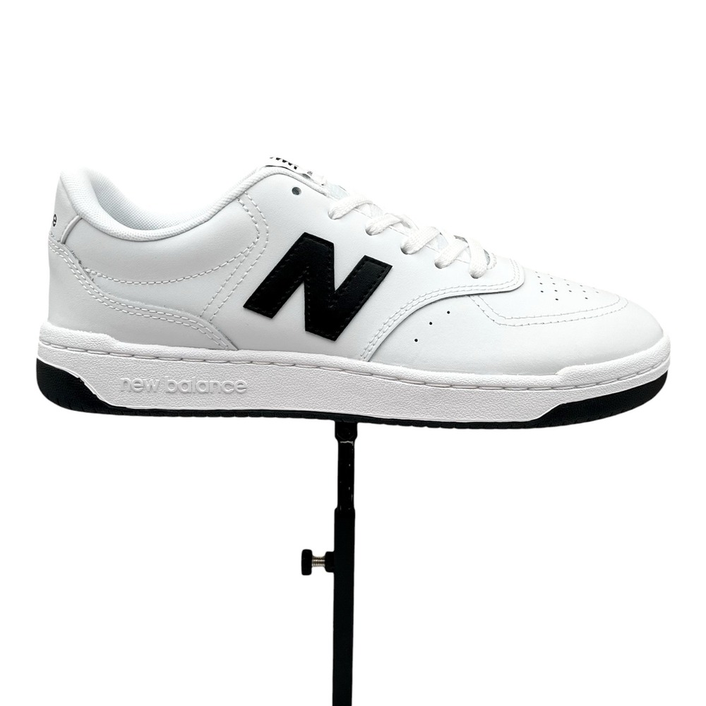 New Balance Mens BB80 Casual Leather Sneakers Size 9 White Black Low Top Fashion